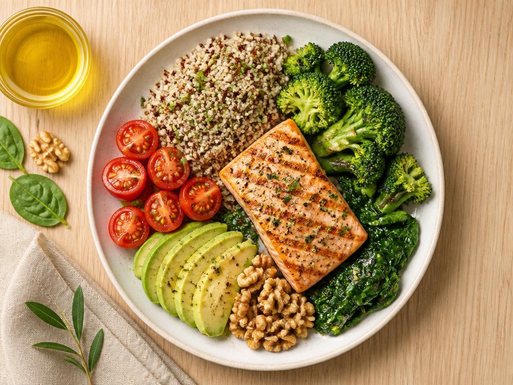 Assiette équilibrée riche en nutriments pour bien vieillir