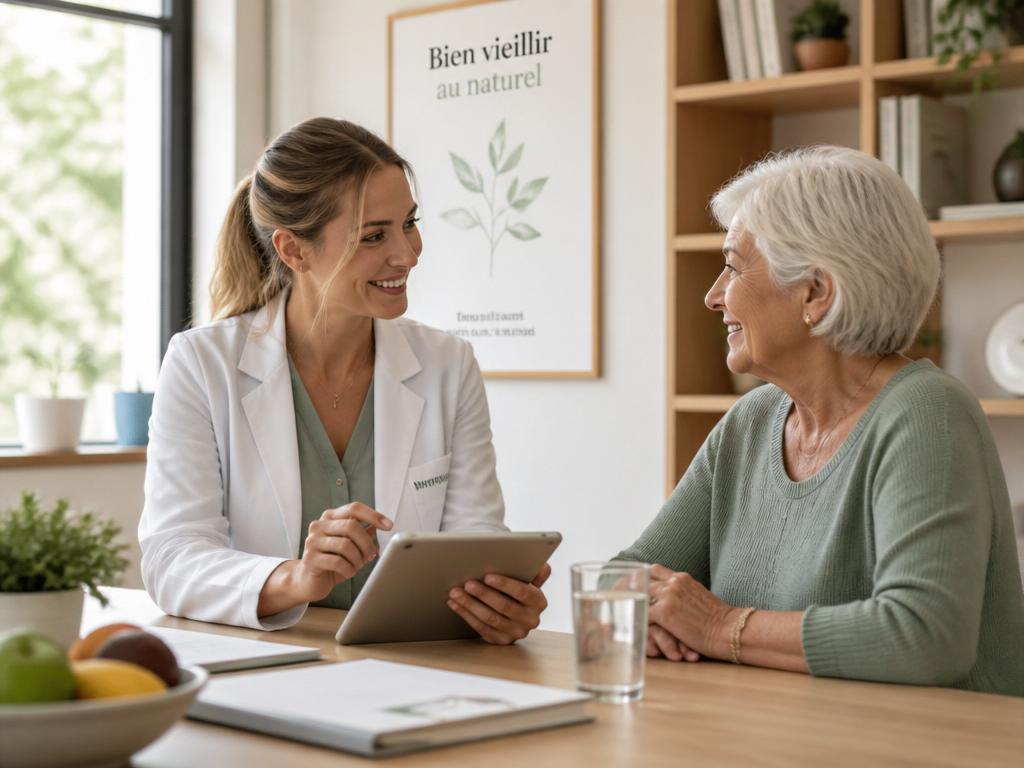 Consultation diététique senior avec une professionnelle de santé HTC Santé