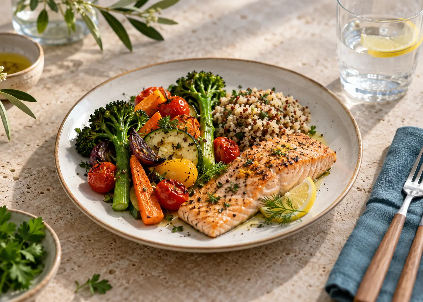 Une assiette équilibrée adaptée à un accompagnement nutritionnel